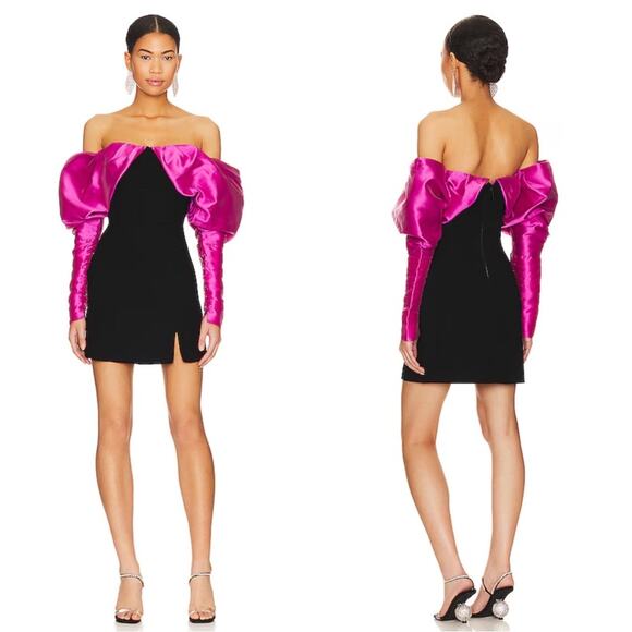 Nafsika Skourti Opera Puff Sleeve Off the Shoulder Mini Dress Size 4 - Picture 2 of 10